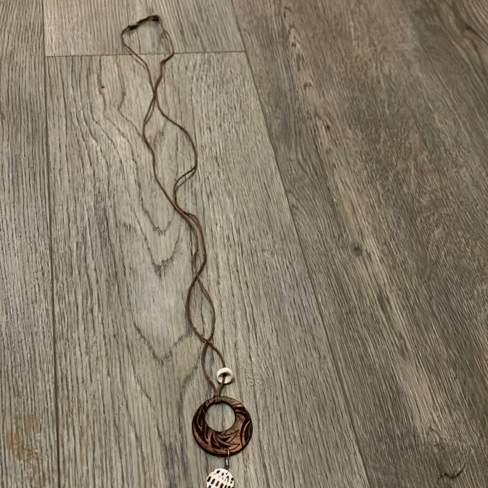 Brown and Silver Pendant Necklace